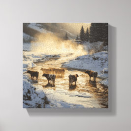 Cows in the Mist キャンバスプリント