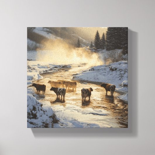 Cows in the Mist キャンバスプリント (正面)