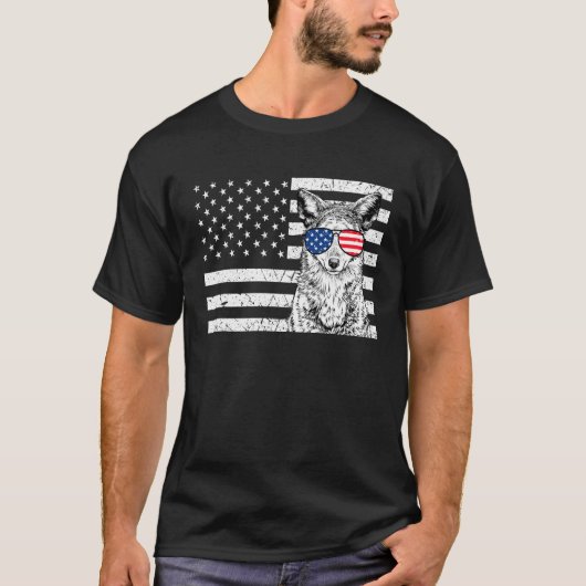 Coyote 4th of July Animal US American Flag Wolf Pa Tシャツ (正面)