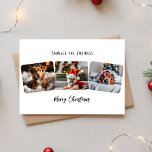 Coziness Christmas Pet Photo Collageを受け入れる シーズンカード<br><div class="desc">「私たちの'Enjoy The Coziness Christmas Pet Photo Collage Holiday Card'で暖かさを楽しむ。 大切魅力的な瞬間を写しパーソナライズされた込んだ3枚のペット写真を取り上げた「コジネスを抱き込む」は、心温まるお祝いのトーンを設定する。コラージュの下には、書道で繊細に描かれた「メリークリスマス」があり、休日の挨拶に優雅さを吹き込む。裏面はtouchをパーソナライズされた許し、あなたの心のこもったクリスマスメッセージが愛らしく愛され表現る。愛犬家やtouchを求める人に合わせて作られたパーソナライズされたこのカードは、心地よい気持ち、ユーモア、そして心のこもった願いを組み合わせ、愛と暖かさが満たされた思い出に残るホリデーシーズンを保証する。</div>