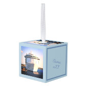 Cozumelの独立はパーソナライズに日付を記入しました キューブオーナメント (裏面アングル)