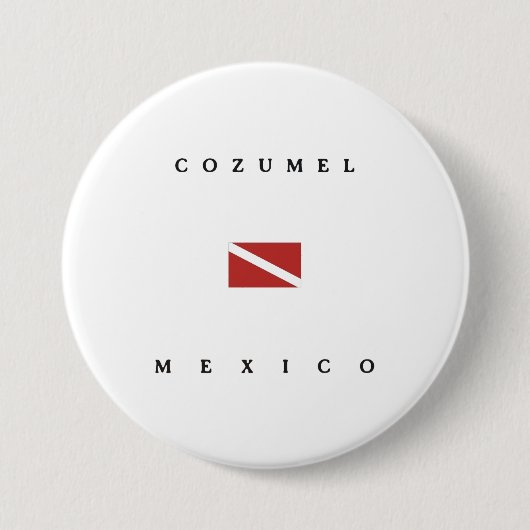 Cozumelメキシコのスキューバ飛び込みの旗 缶バッジ (正面)
