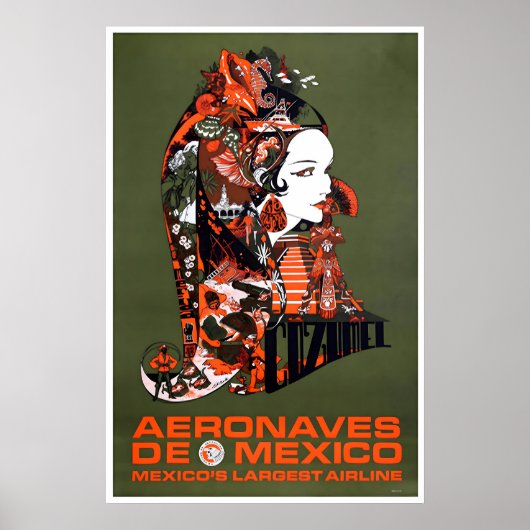 Cozumel Art Mexico Travel Print Vintage Poster ポスター (正面)