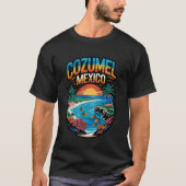 Cozumel Mexico Beaches Retro Cool Distressed Graph Tシャツ (正面)