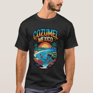 Cozumel Mexico Beaches Retro Cool Distressed Graph Tシャツ