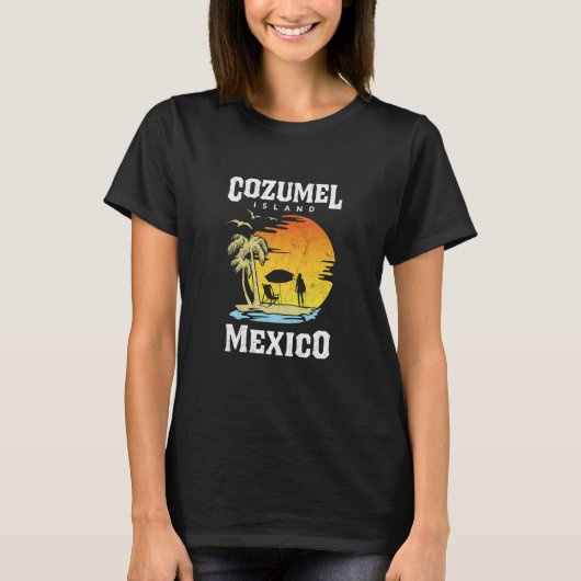 Cozumel Mexico Beaches Retro Cool Distressed Graph Tシャツ (正面)