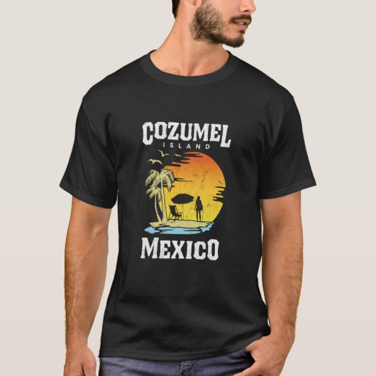 Cozumel Mexico Beaches Retro Cool Distressed Graph Tシャツ (正面)