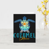 Cozumel Mexico Sea Turtle Palm Tree Sunset Beach V カード (黄色い花)