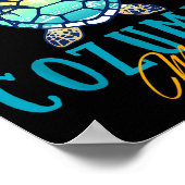 Cozumel Mexico Sea Turtle Palm Tree Sunset Beach V ポスター (角)