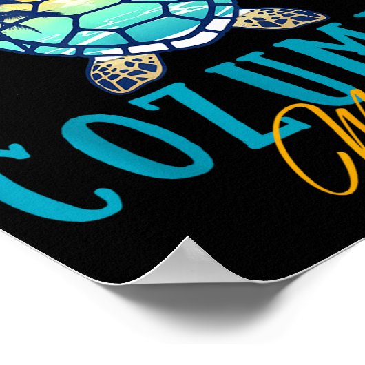 Cozumel Mexico Sea Turtle Palm Tree Sunset Beach V ポスター (角)