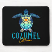 Cozumel Mexico Sea Turtle Palm Tree Sunset Beach V マウスパッド (正面)