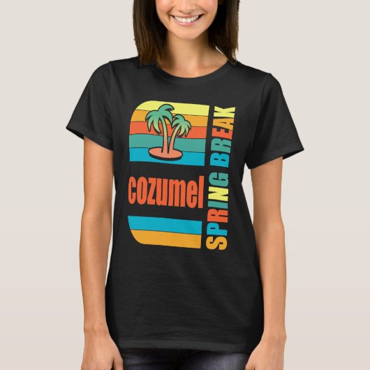 Cozumel Spring Break High School Retro Beach Graph Tシャツ (正面)