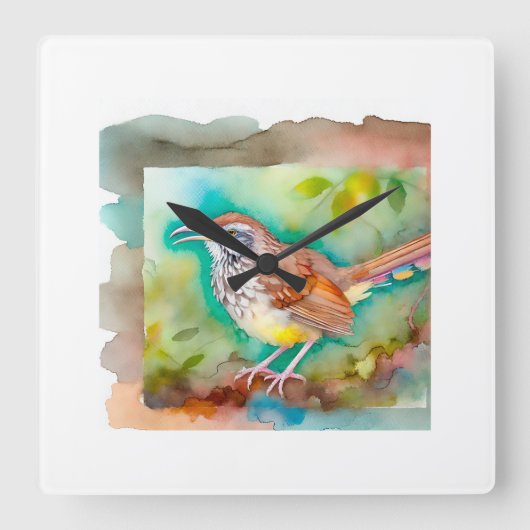 Cozumel Thrasher 031124AREF115 - Watercolor スクエア壁時計 (正面)