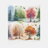 Cozy 4- Seasons デジタル水彩画 フリースブランケット (正面)