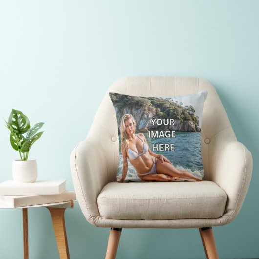 COZY! 🛋️ Add Image or Text Throw Pillow クッション (椅子)