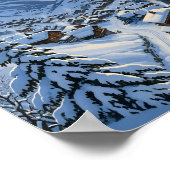 Cozy Alpine Village Dawn Snowy Mountain Valley ポスター (角)