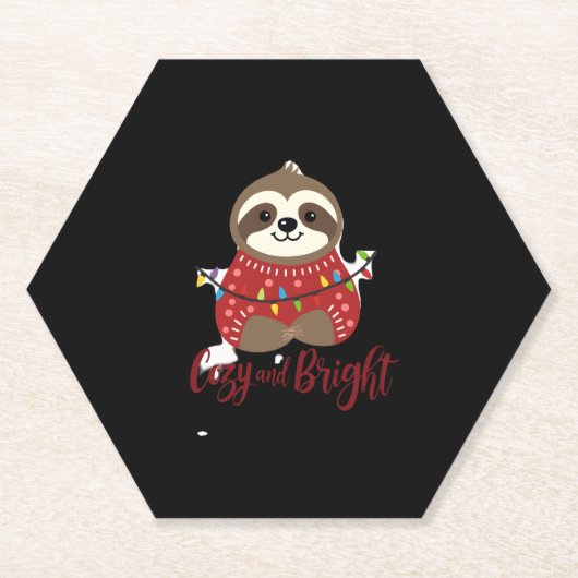 Cozy And Bright Sloth Christmas Lights (1) ペーパーコースター (正面)
