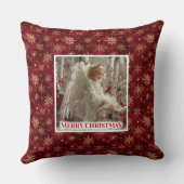 Cozy Angelic Red Gold Christmas Pillow Gift クッション (裏面)