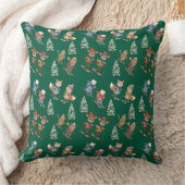 Cozy Animals Skiing Throw Pillow クッション (ブランケット)