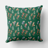 Cozy Animals Skiing Throw Pillow クッション (裏面)