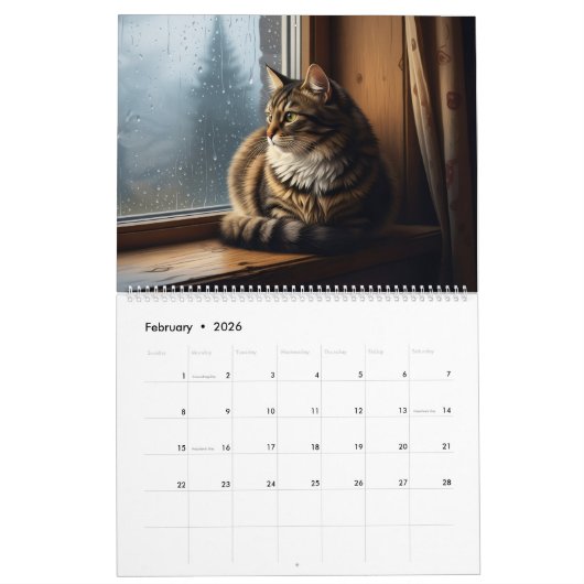 Cozy Animals - Wall Art Calendar カレンダー (2月 2026)