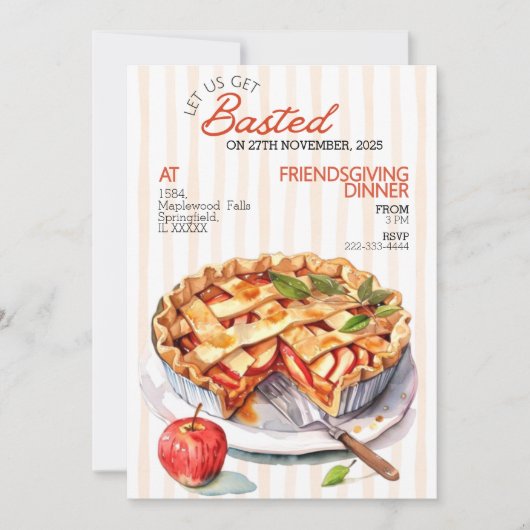 Cozy Apple Pie Friendsgiving Dinner Invitation 招待状 (正面)