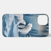 Cozy Arctic Paper Scene ✨ Polar Bears Snowy Winter iPhoneケース (裏面横)