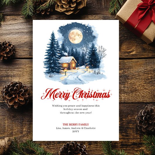 Cozy Artistic Holiday Scene Greeting Card シーズンカード