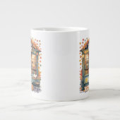 Cozy Autumn Book Café Mug — Open Book & Lantern  ジャンボコーヒーマグカップ (正面)