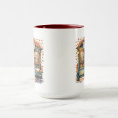 Cozy Autumn Book Café Mug — Open Book & Lantern  マグカップ (中央)