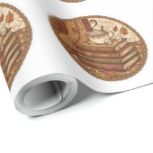 Cozy Autumn Books and Coffee Illustration ラッピングペーパー (ロールコーナー)