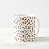 Cozy Autumn Coffee Pattern Mug with Fall Leaves コーヒーマグカップ (正面右)