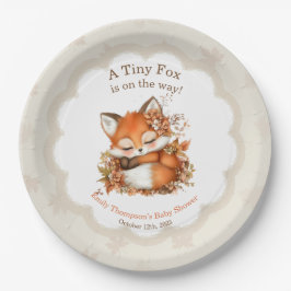 Cozy Autumn Fox Baby Shower Cozy Woodland Party ペーパープレート