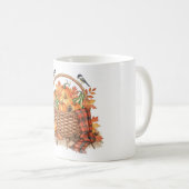 Cozy Autumn Harvest Basket with Mice and Birds コーヒーマグカップ (正面右)