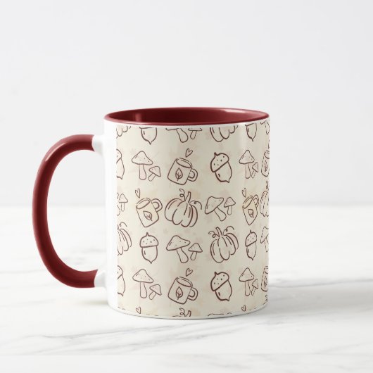 Cozy Autumn Harvest Doodle Pattern Mug マグカップ (左)