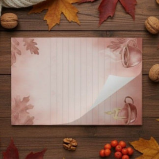 Cozy Autumn Journaling Page with Line Art and Mugs ペーパーパッド