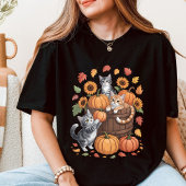 Cozy Autumn Kittens and Pumpkins Fall Harvest Tシャツ