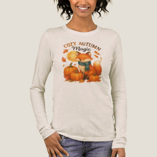Cozy Autumn Magic – Cute Fall Fox トライブレンドTシャツ