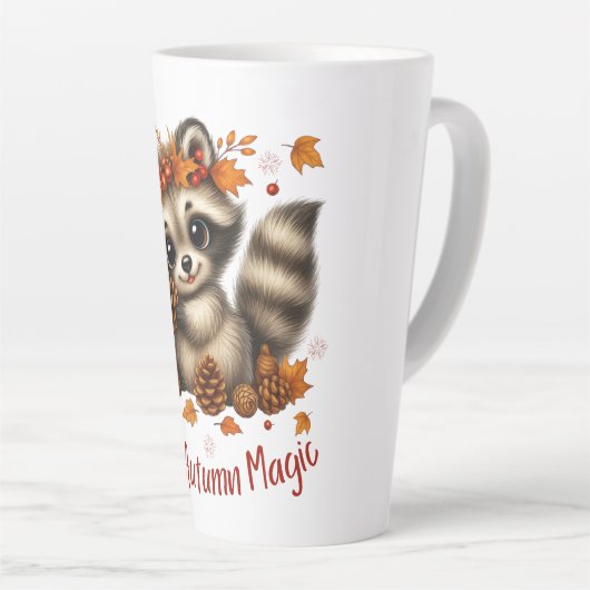 Cozy Autumn Magic Racoon カフェラテマグ (右アングル)