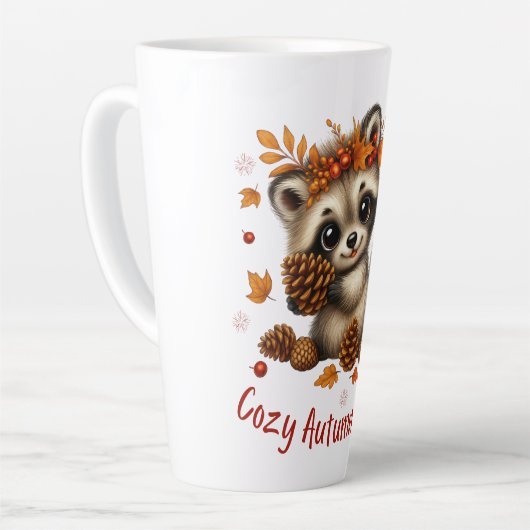 Cozy Autumn Magic Racoon カフェラテマグ (左アングル)