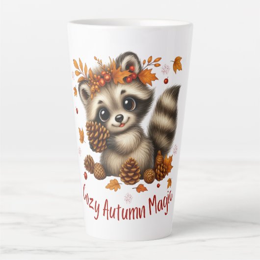 Cozy Autumn Magic Racoon カフェラテマグ (正面)