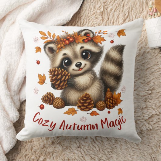 Cozy Autumn Magic Racoon クッション (ブランケット)