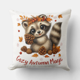 Cozy Autumn Magic Racoon クッション