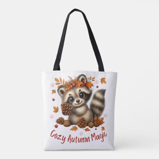 Cozy Autumn Magic Racoon トートバッグ (裏面)