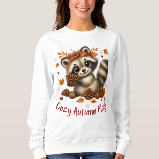 Cozy Autumn Magic Racoon Sweatshirt スウェットシャツ (正面)