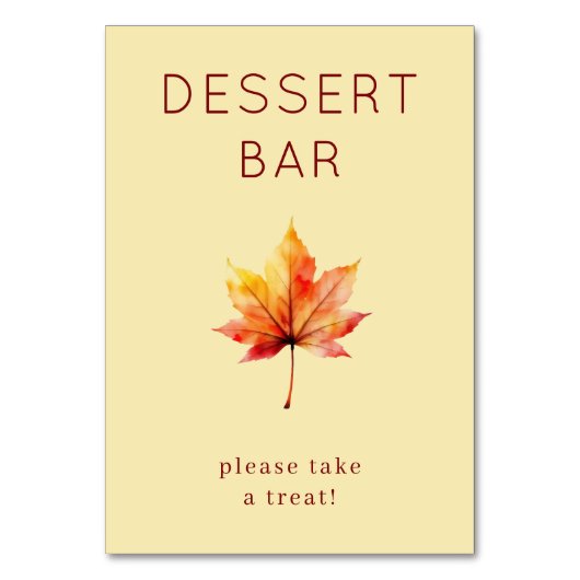 Cozy Autumn Maple Leaf Watercolor テーブルナンバー (正面)