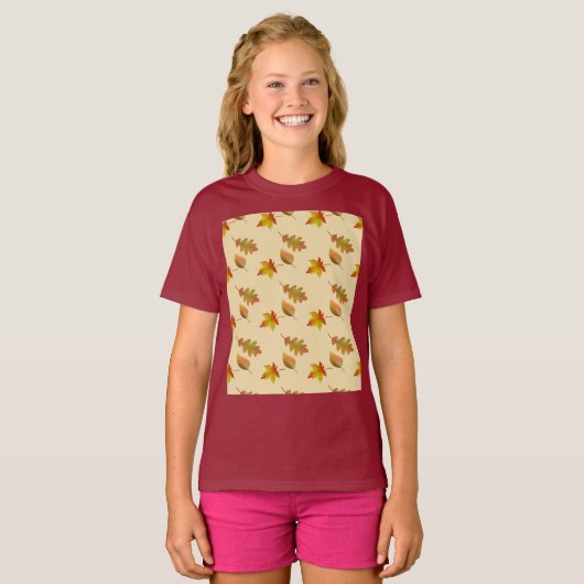 Cozy autumn maple leaves oak leaves   tシャツ (正面フル)
