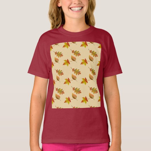 Cozy autumn maple leaves oak leaves   tシャツ (正面)