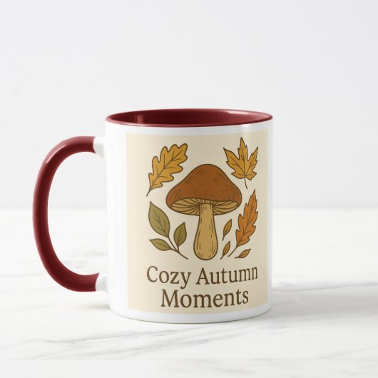 Cozy Autumn Moments Mug | Mushroom & Fall Leaves D マグカップ (左)