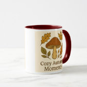 Cozy Autumn Moments Mug | Mushroom & Fall Leaves D マグカップ (正面右)